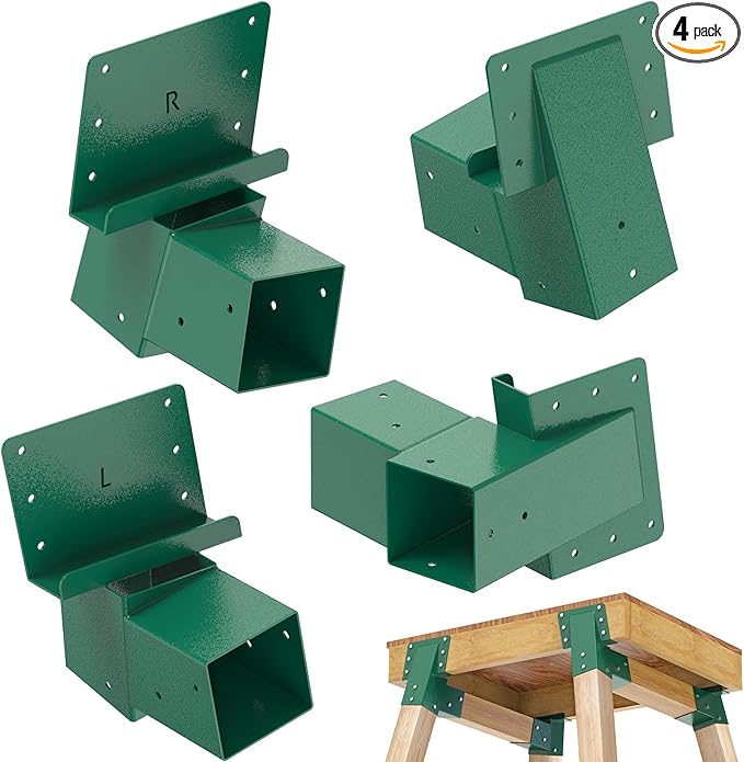 SELEWARE Deer Stand Brackets 4-Pack, Outdoor 4x4 Compound Angle Brackets, Elevator Bracket, Multi-Use Platform Bracket for Deer Stand, Hunting Blinds, Shooting Shack, Observation Decks, Tree Houses