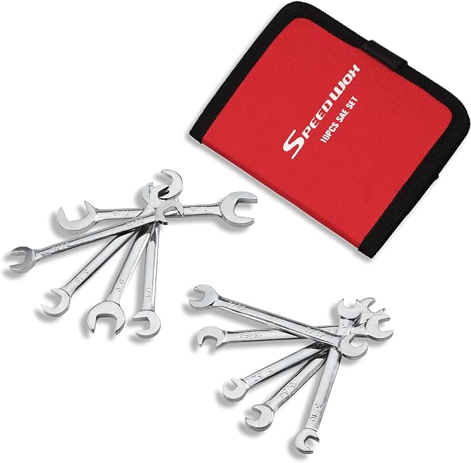 SPEEDWOX Mini Double Open End Wrench Set, 10-Piece, High Carbon Steel, Silver