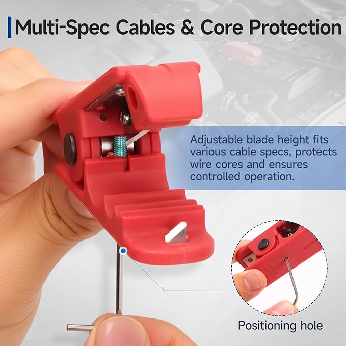 iCrimp Round Cable Stripper for AWG 12 to 4/0, Adjustable Cable Jacket Stripper,Wire Stripping Tool with 2 Spare Blade