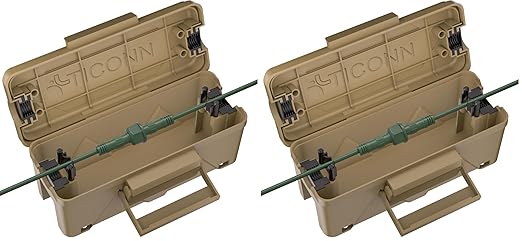 TICONN Outdoor Electrical Box, IP54 Splash-Proof Outdoor Extension Cord Cover, Protects Power Strip, Plug, Socket, Timer, Holiday Lights (Brown, Small) (Pack of 2)