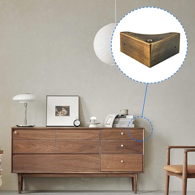 4PCS Metal Corner Protector, Box Corners Decorative Furniture Corner Protectors,for Cabinet Furniture Table Jewelry Box Case (Bronze)