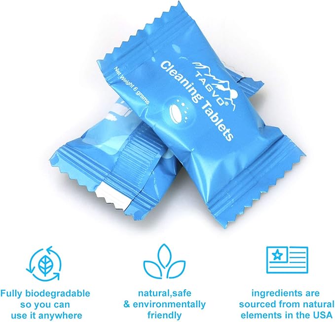 TAGVO 36 Pack Cleaning Tablets for Hydration Bladder - All Natural, Odor Free, Easy Removes Stubborn Stains Cleaning Tabs for Water Reservoir, Sport Water Bottles, Water Bladder, Hydration Backpack