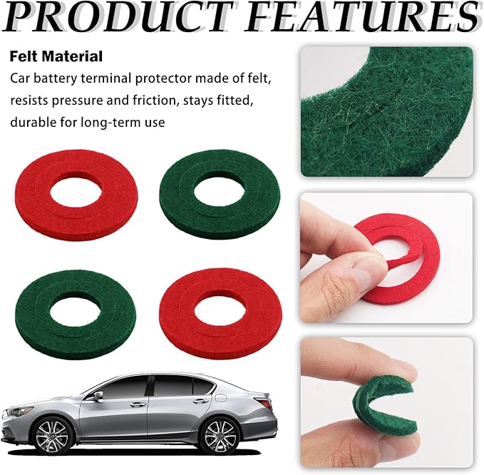 40PCS Felt Car Battery Terminal Protector,Positive and Negative Felt Washers for Car Battery Terminal to Extend Batteries Life,Durable Cars Batteries Protector Cars Accessories