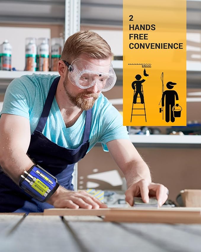 Magnetic Wristband for Tools - Premium Tool Belt for Holding Screws Nails with Powerful Magnets, Birthday Gifts for Men, Cool Gadgets Stuff Gifts for Family