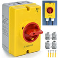 AC Disconnect Switch 20Amp 4-Pole Isolator Switch 690V AC 2-Positions IP66 Waterproof Isolation PV On-Off Rotary