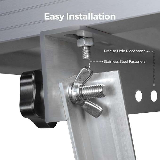 Renogy 50in Adjustable Solar Panel Mount Brackets with Foldable Tilt Legs on Any Flat Surface for RV, Roof, Boat, Supports Up to 320W, Over 160W Renogy N-Type Panels or 2 x 100W Panels