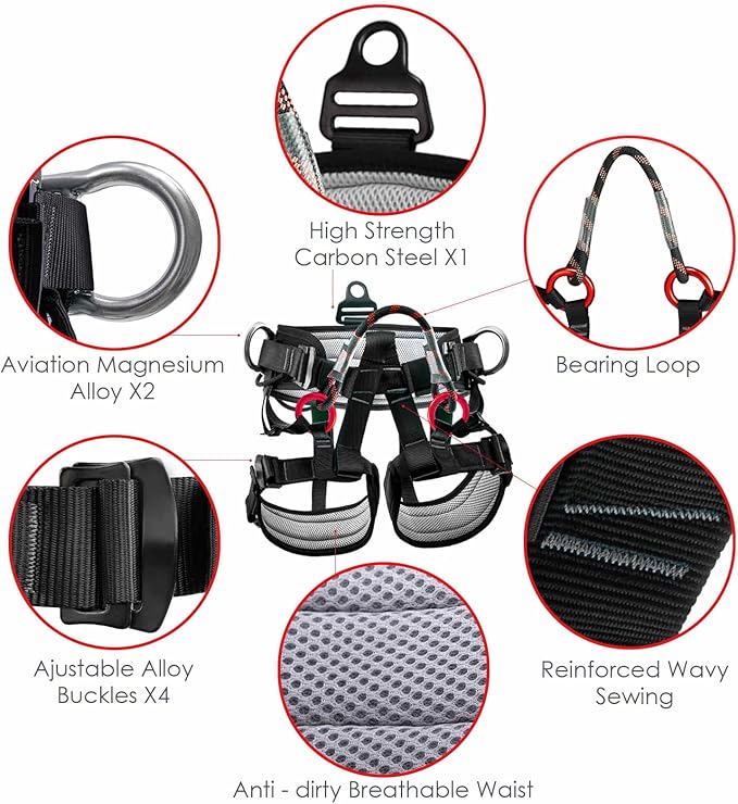 Climbing belts, Thicken Professional Large Size Safety Seat Belts for Tree Climbing, Rescuing Work, Rappelling