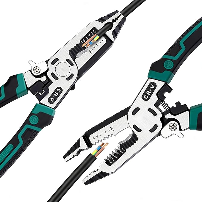 10-in-1 Wire Stripper Tool, Heavy Duty CR-V Multifunctional Cable Cutters, Professional Electrical Tool Stripper Crimper for Copper Aluminum Steel Wires