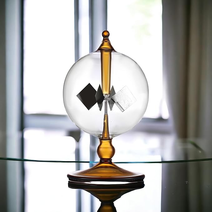 Orange Solar Power Crookes Radiometer Solar Energy Spinning Vanes Glass Windmill Gift Home Desk Decoration