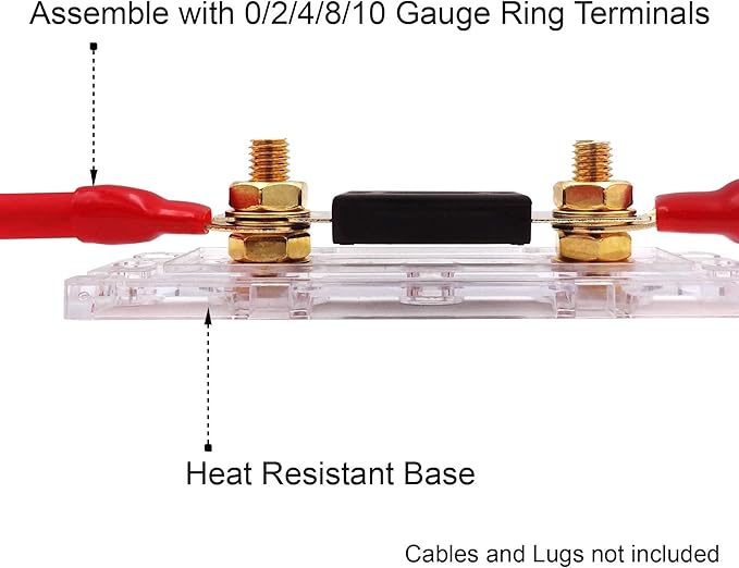 in-Line ANL Fuse Holder 0/2/4 Gauge AWG with 250Amp ANL Fuse Gold-Plated (2 Pack)