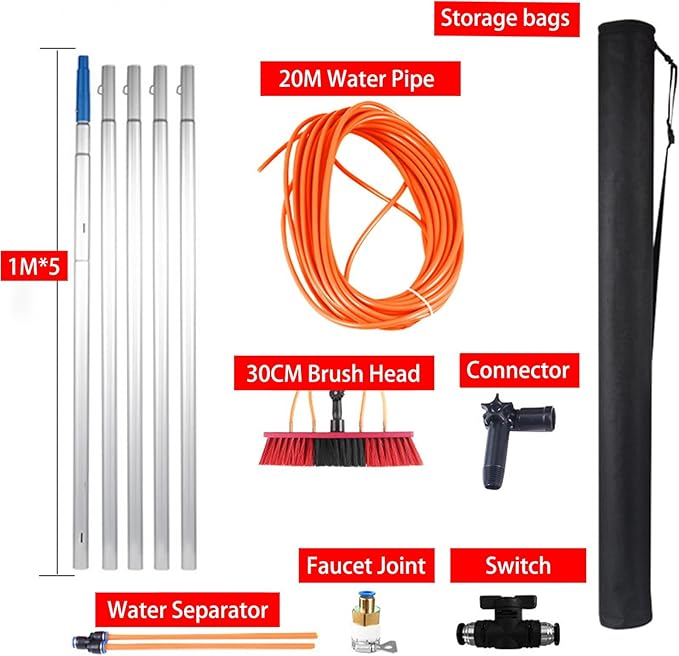 House Cleaning Supplies Kit, Extendable Window Cleaner, Solar Cleaning Equipment, Photovoltaic Cell Cleaning Tools for Cleaning Photovoltaic and Solar Panels, House, RV Cleaning,30cm Brush Head (Size