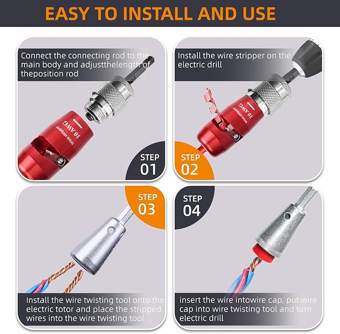 ANGELSWORD 6 AWG Wire Stripper for Drill, Wire Stripping Tool, Professional Electrician Tool, The Perfect Companion for Power Drill