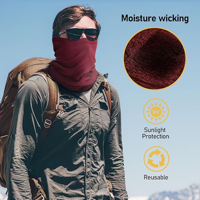 TICONN Neck Gaiter Face Cover Scarf, Neck Warmer Breathable Sun & Wind-proof for Skiing Fishing Hiking Cycling
