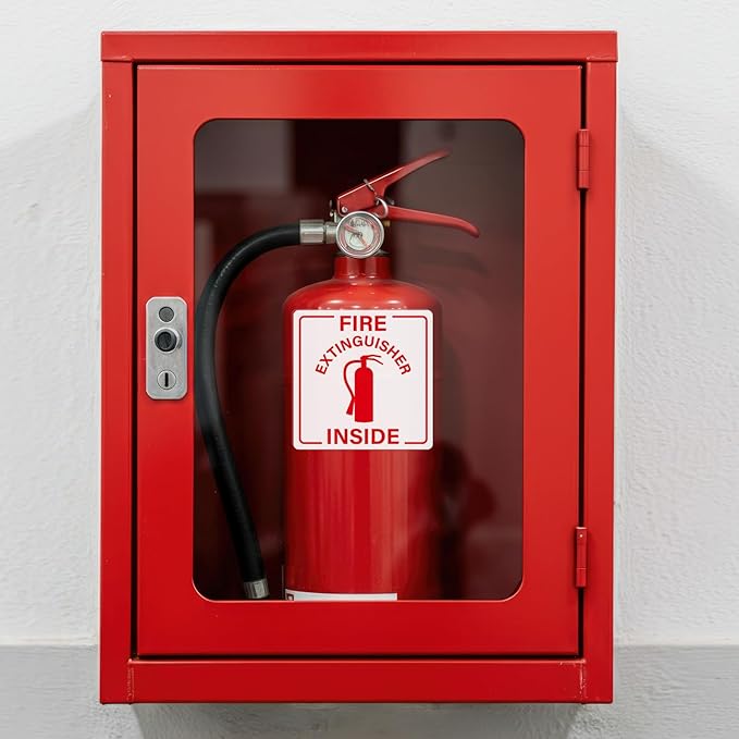 Fire Extinguisher Inside Sticker 200 PCS Self Adhesive 3 Inch Waterproof Vinyl Roll Sticker Fire Cabinet Decal for Truck Business Equipment Warehouse