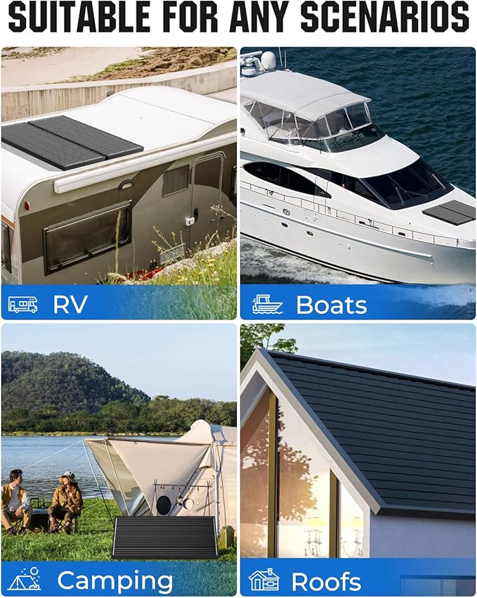 18BB N-Type 600 Watt Solar Panel, 12V 6PCS 100W Solar Panels, 25% High-Efficiency, Monocrystalline PV Modules, for RV, Marine, Boat, Shed Farm, Rooftop, Farm and Off-Grid System