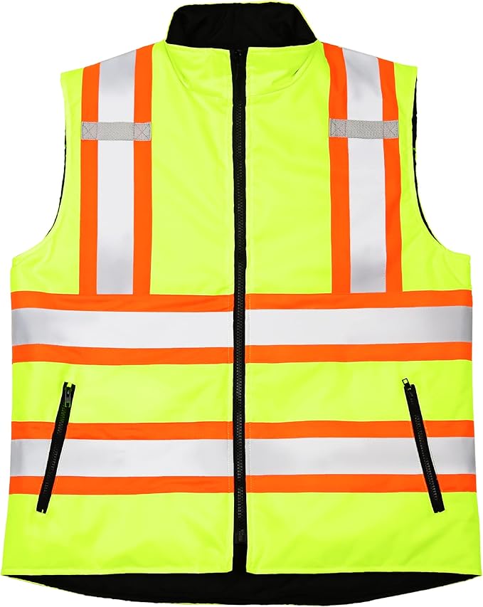 JORESTECH Safety Vest with Two-Tone Reflective X Strips On The Back, Reversible, Wind Resistant,Waterproof, and Insulated