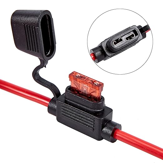 FEBRYTOLD 10 Gauge Inline Fuse Holder - Waterproof Pigtail Fuse Relay with 2 Pack 30AMP & 40AMP Blade Fuses for Car, Truck, Boat & Motorcycle