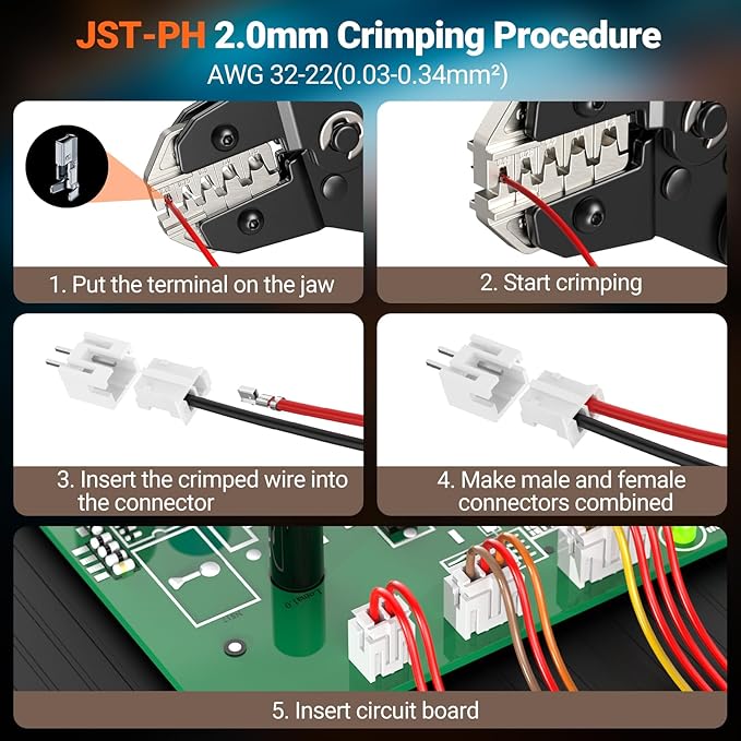 Preciva Crimping Tool Connector kit - AWG28-16/0.08-1.5mm² Ratcheting Crimper with 620Pcs Connectors and 1600Pcs Pins | Crimp Tool for Dupont, JST, ATX, EPS, PCIE, SATA Series