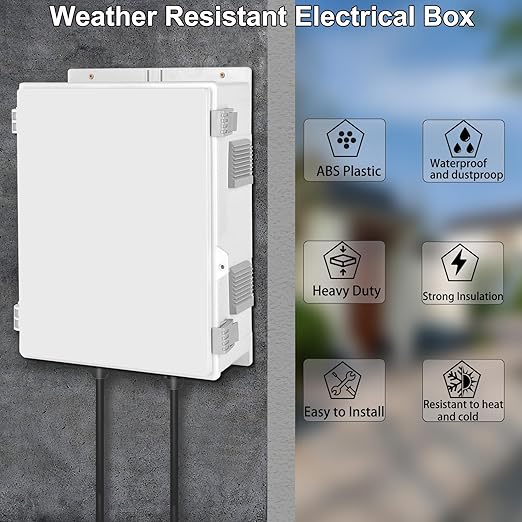Outdoor Electrical Junction Box, Ventilation and Heat Dissipation ABS Plastic Project Enclosure with Internal Mounting Panel 18.1"x 12.6"x 6.3"