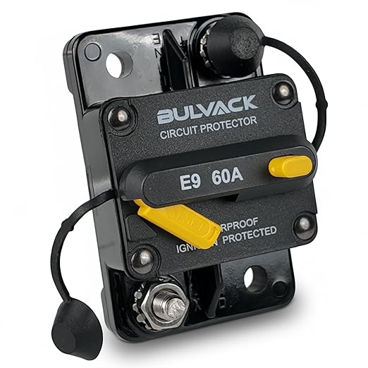 E9 1/4" Studs 60 Amp Circuit Breaker with Manual Reset for Marine Boat Trolling Motor Automotive RV Trailer Car Solar System Battery 12V - 72V DC Waterproof IP67 60 A Switchable Surface Mount