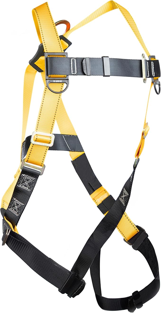 Guardian 00815 Rooftop Safety Kit - 50 ft Vertical Lifeline Assembly | Reusable Temper Anchor | Full Body Harness | Yellow Storage Bucket