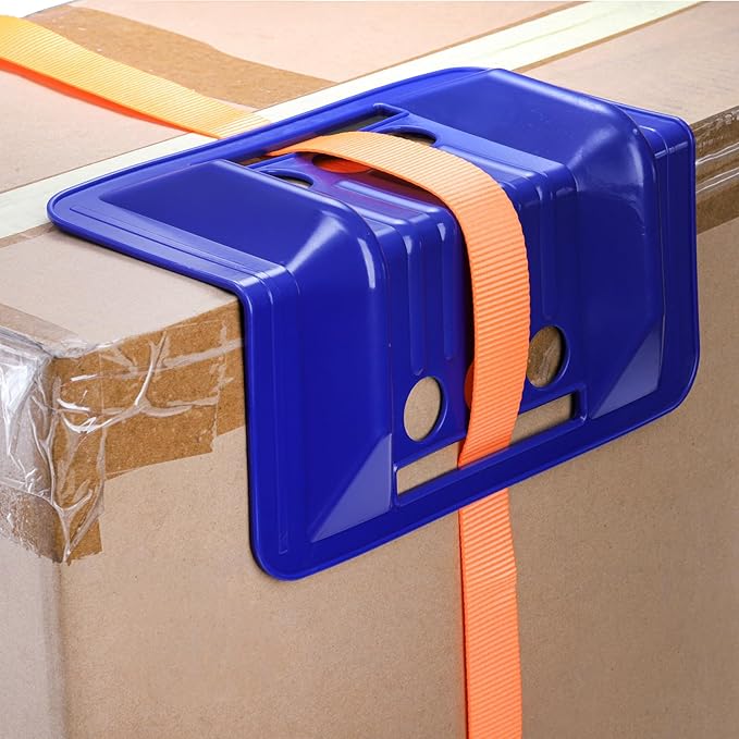 Dicunoy 10 Pack Flatbed Edge Protectors, Thick Cargo Edge Protectors, Plastic V Shaped Tie Down Strap Corner Protectors Used with Webbing, Blue Cargo Load Protector for Pallets, Trailer, Truck
