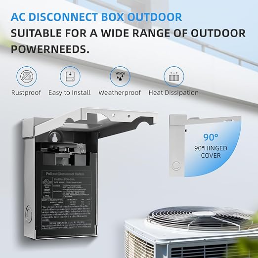 30 Amp AC Disconnect Switch Outdoor 120/240VAC Pull Out Switch Waterproof Metal Box for Air Conditioning Fused (Fuse not Included)