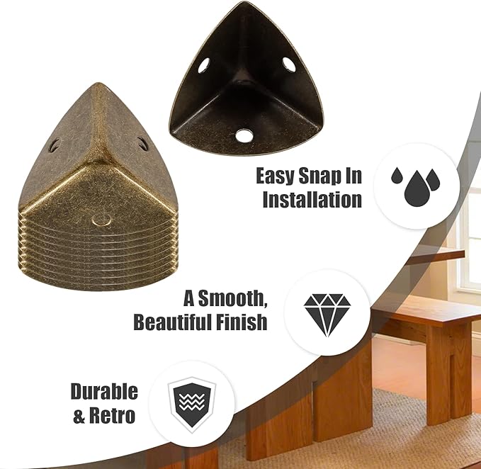 24pcs Antique Corner Guards Box Edge Protector, Shelf Edge Protector Decorative, Wood Guard Corner Hardware with Mounting Screws(Bronze)