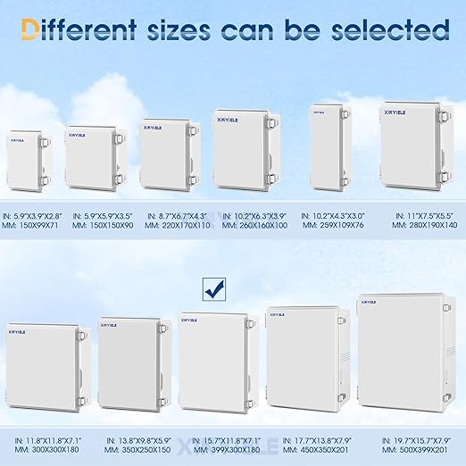 Waterproof Outdoor Project ABS Plastic Junction Box IP67 Weatherproof Dustproof Enclosure with Hinged Cover, Mounting Plate,Wall Brackets for Power Project (15.7"x11.8"x7.1")
