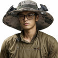 Hat with Fans Solar Power Wide Brim Solar Fan Hats for Men Women UPF 50+ Bucket Fishing Hat with Fan Outdoor