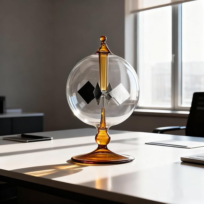 Orange Solar Power Crookes Radiometer Solar Energy Spinning Vanes Glass Windmill Gift Home Desk Decoration