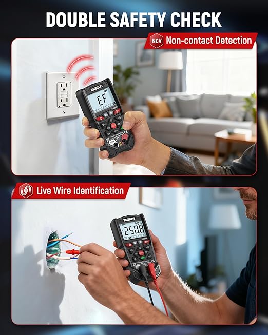 KAIWEETS KM200P Digital Multimeter, All Button Operation, TRMS Auto Ranging, 4000 Counts, NCV, Voltmeter Ohmmeter, Fast & Accurate Measure AC/DC Voltage, Resistance, Continuity, Capacitance