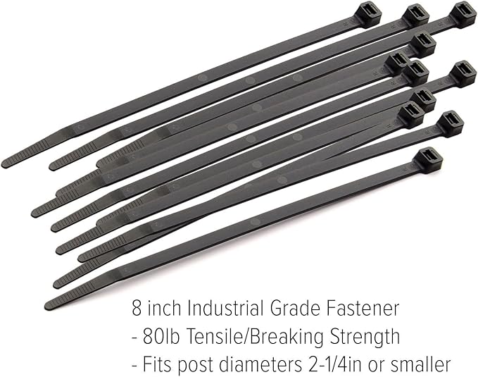 Outdoor UV Zip Tie Fasteners (8in, Black)