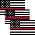 3 Pack Firefighter Thin Red Line Flag Sticker Vinyl Decal for Car Truck Window Bumper Sticker Support for Firemen Fire Department (3x5 Inch 3 Pack)