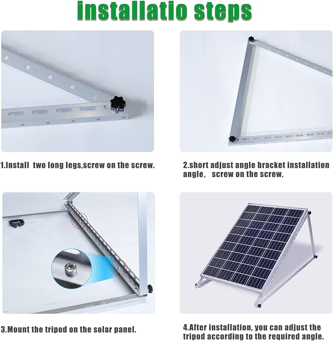 Adjustable Solar Panel Mounting Brackets - 2 Sets 45 inch Durable Tilt Solar Panel Stand/Mount with Foldable Tilt Legs for 200W-600W RV, Boat, Rooftop & Off-Grid Systems