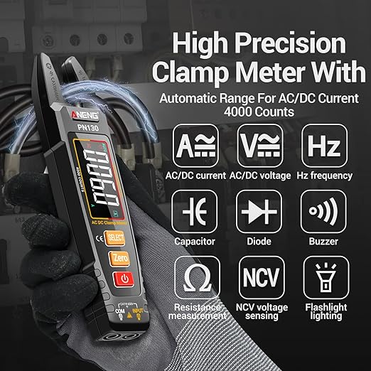 ANENG Multimeter with Clamp Meter,Color LCD Rechargeable Voltmeter Measures AC/DC Voltage,Current,NCV,Resistance,Continuity,Diodes, Amp,Ohm,Frequency,Capacitance,Backlight Electrican Tools