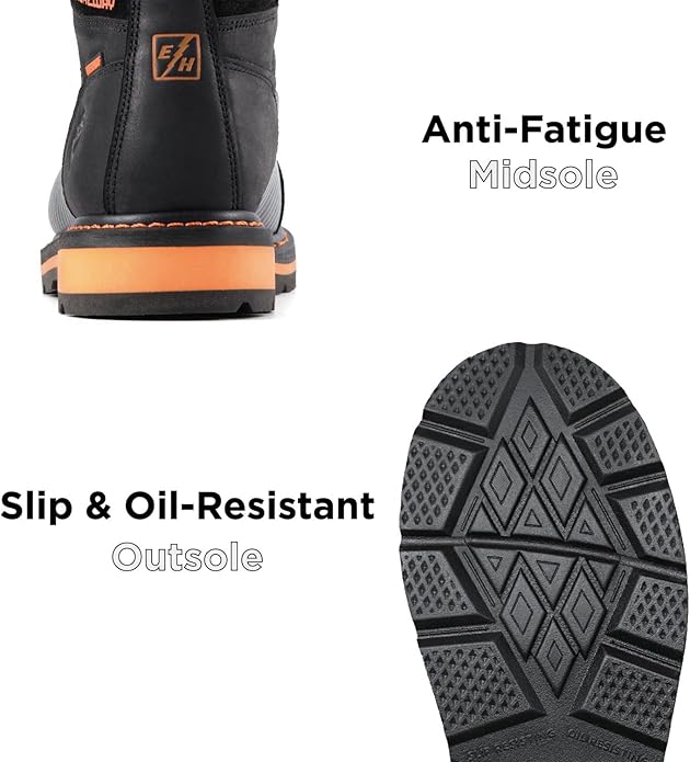 SUREWAY Men's 6" Waterproof Soft/Composite Toe Work Boots - Crazy Horse Leather Safety Shoes,GoodyearWelt Slip Resistant EH Rated Heavy Duty Construction Boots for Industrial, Roofing, Landscaping