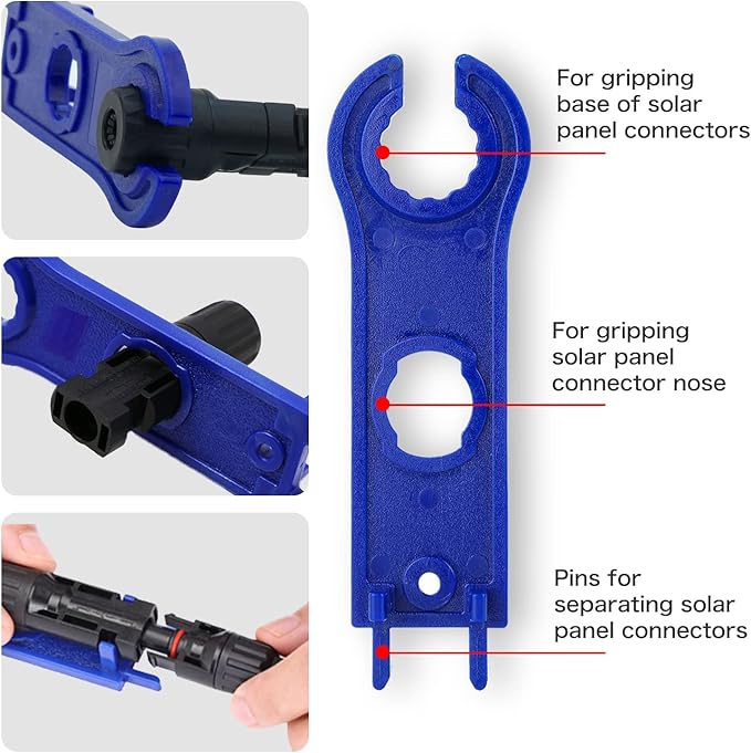 Solar Crimping Tool for Solar Panel Cable with 12 Pairs Solar Connectors, 1PCS Solar Crimper, 2 PCS Spanner Wrench, Crimper Tool for 2.5/4/6mm² Solar PV Wire