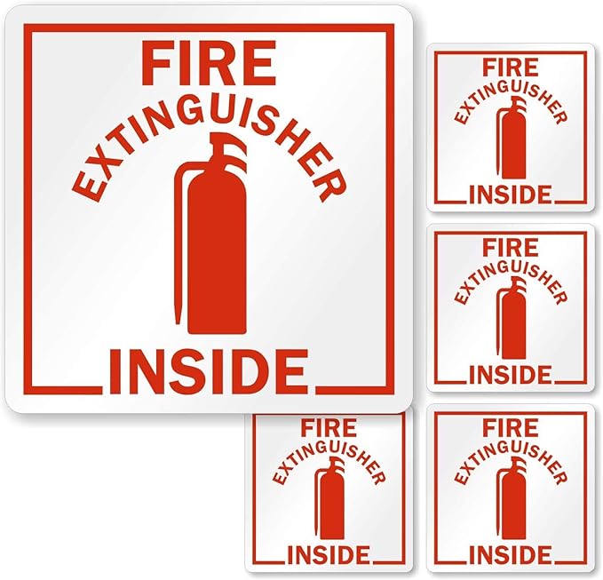 SmartSign Fire Extinguisher Inside Stickers | 2.75" x 2.75" Engineer Grade Reflective Labels, Pack of 6, Made in USA