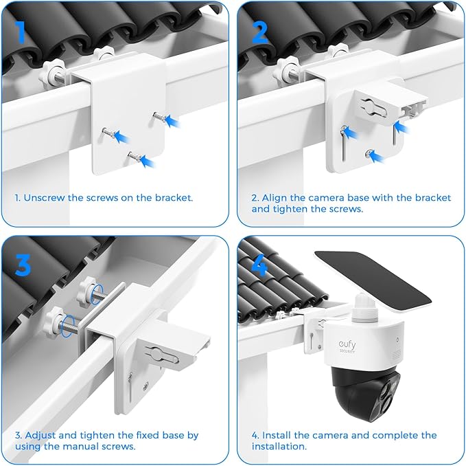 Gutter Mount Bracket Compatible with Eufy Security SoloCam S340/S40 & SoloCam E30, Adjustable Solar Panel Security Camera Mount, Easy Install Aluminum Gutter Hook for Outdoor Wireless CCTV Cameras