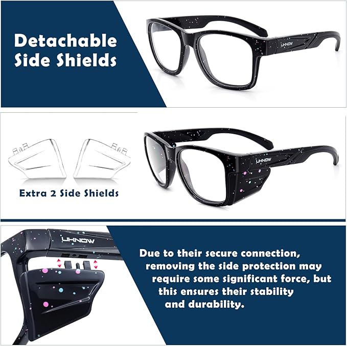 UKNOW Safety Glasses - Anti Fog Lenses - Eye Protection with Side Shields - ANSI Z87.1 Protective Eyewear - UV Protection