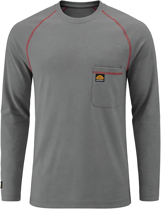 WORKWEYA FR Shirts Flame Resistant Shirt 6.5oz Men's NFPA 2112/CAT2 Long Sleeve Shirt