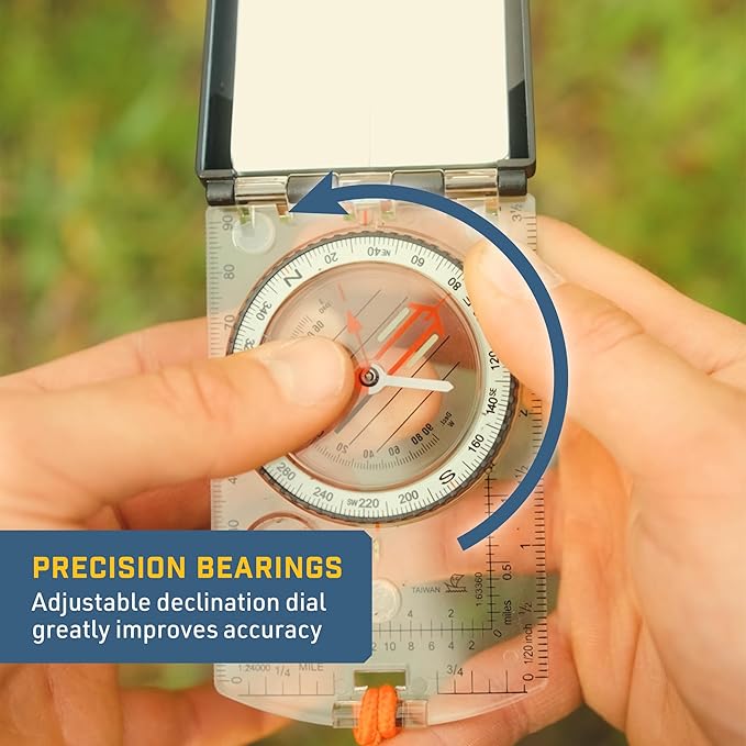 Sun Company ProSight Sighting Map Compass with Adjustable Declination - Lightweight Orienteering Baseplate Compass for Hiking, Backpacking, and Survival Navigation | Professional Grade