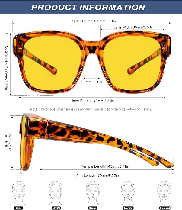 KALIYADI Night-Vision-Glasses Fit-Over-Glasses Wrap-Around Glasses: Anti Glare Night Driving Glasses for men women HD Lens