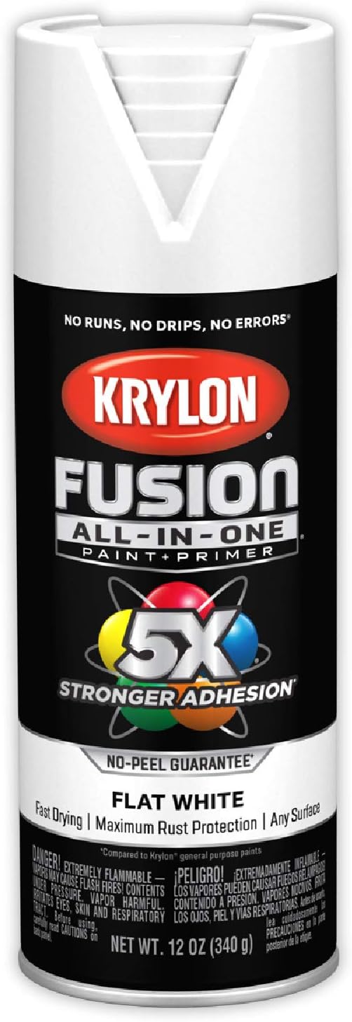 Krylon Fusion All-In-One Adhesive Spray Paint for Indoor/Outdoor Use, 12 oz, White