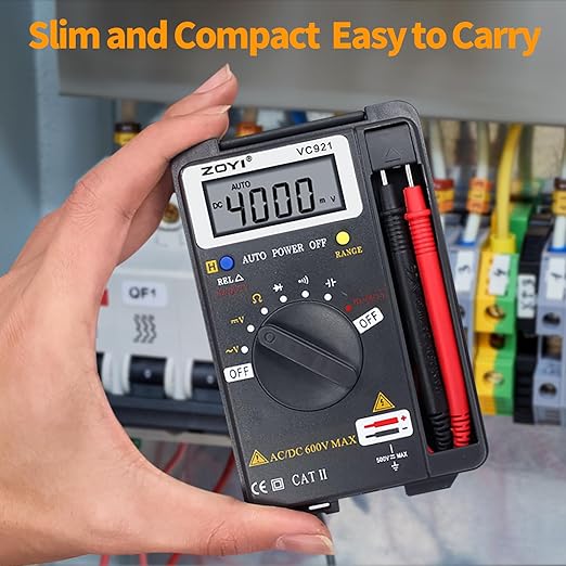 ZOYI 921 Digital Multimeter Card Tester with Auto-ranging 4000 Count, AC/DC Voltage, Frequency, Resistance, and Continuity for Beginners