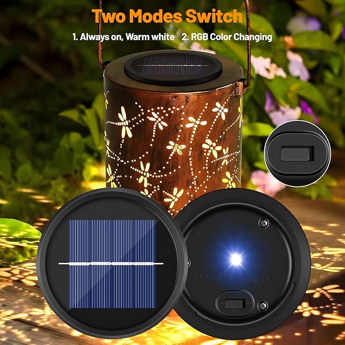 4 Pack Replacement Solar Light Parts 2 Mode Warmwhite and RGB Color-Changing ,Solar Lights Replacement Top, Inserts for Lanterns, Waterproof DIY Outdoor Garden Patio Decor 3.53inch