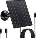 Zivif 10W Solar Charger, 5V Solar Panel for Security Cameras with USB-C/Micro USB/DC 5.5x2.1mm Ports, IP66 Waterproof, 360° Adjustable Mount & 7.2ft Cable