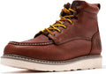 ROCKROOSTER Walker Waterproof Work Boots for Men, 6" Soft Toe Comfortable Boot, Rubber Wedge Sole Shoes, Arch Support Anti-Fatigue Boot, Leather Insulated Safety Boots, Electric Hazard