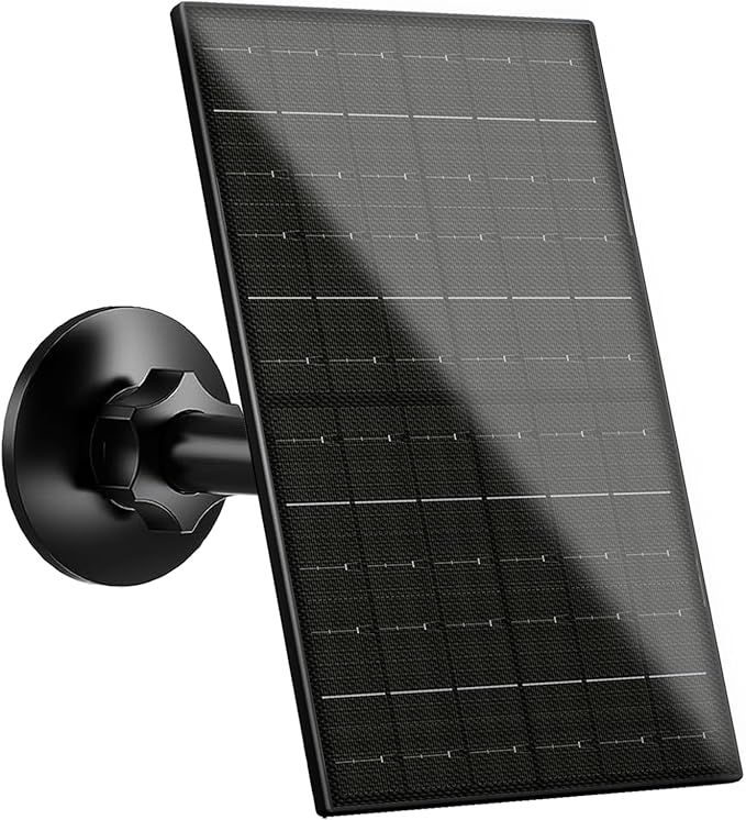 Zivif 6W Solar Panel for Security Cameras, 5V Solar Charger Compatible with Rechargeable Battery Cameras, with USB-C & Micro USB Port, IP66 Waterproof, 360° Adjustable Mount & 7.2ft Cable, Black